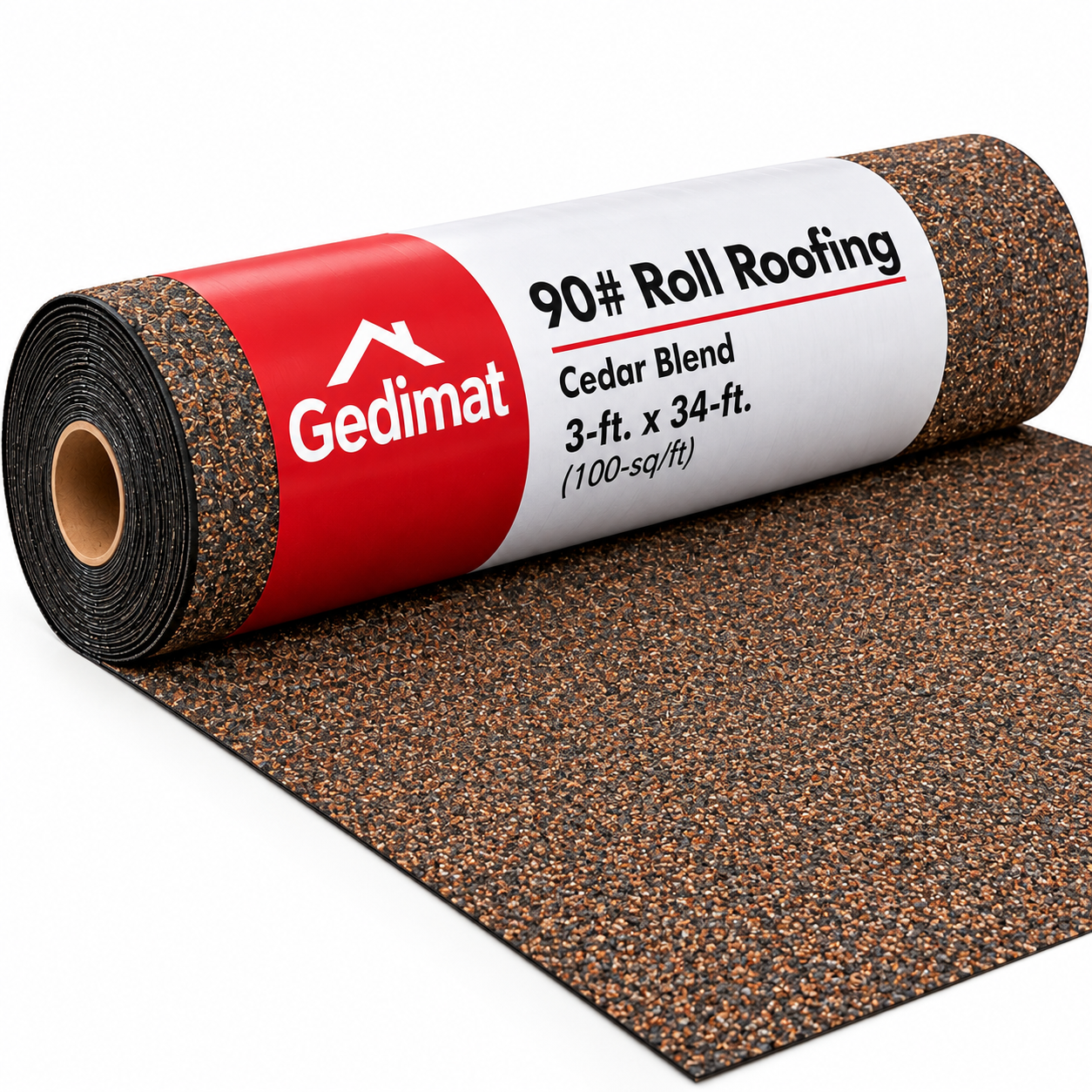 6a7c83bf-06e8-47a5-9945-235cb68adfc5 Gedimat 90# Cedar Blend Mineral-Surfaced Roll Roofing – 3 ft x 34 ft – Image 1